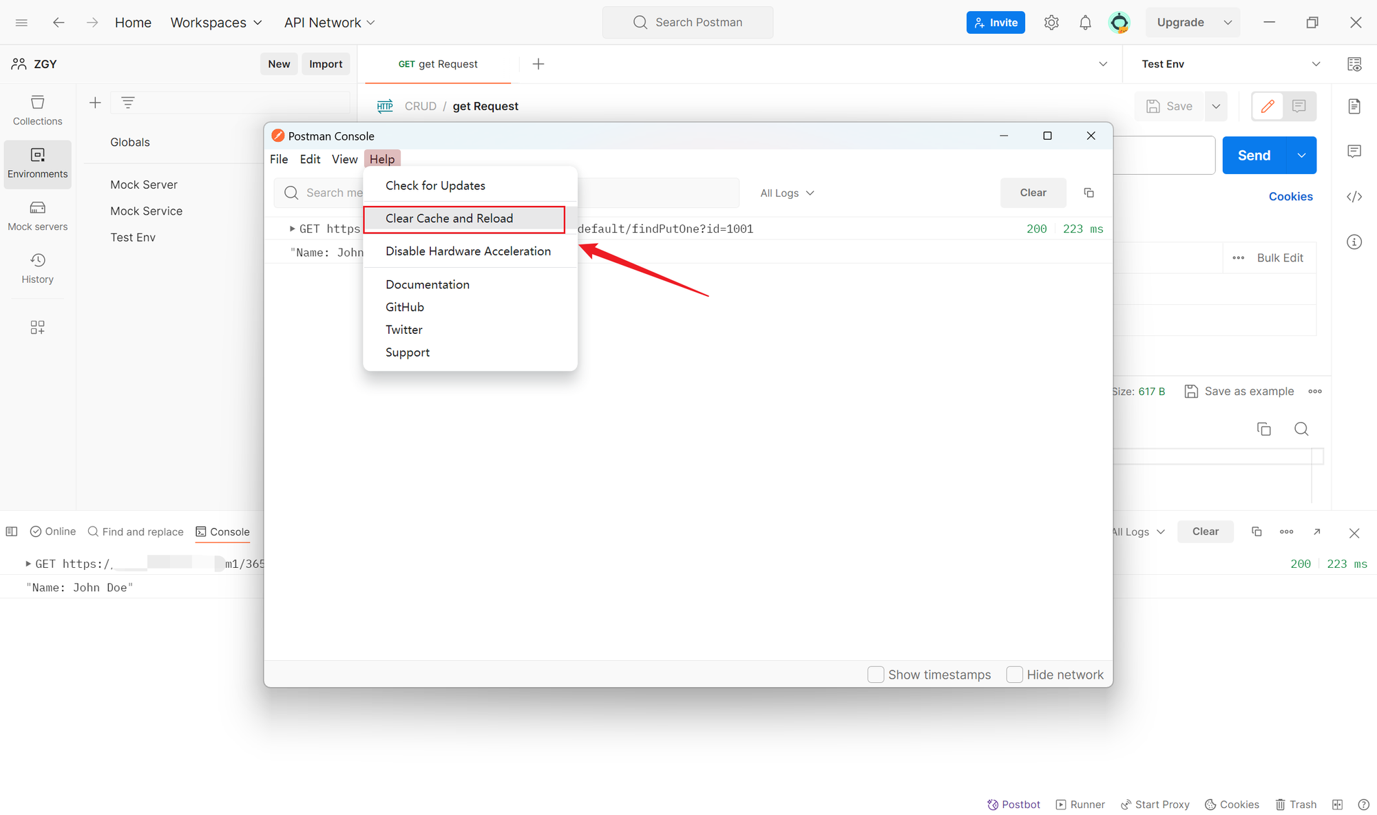 clear cache in Postman