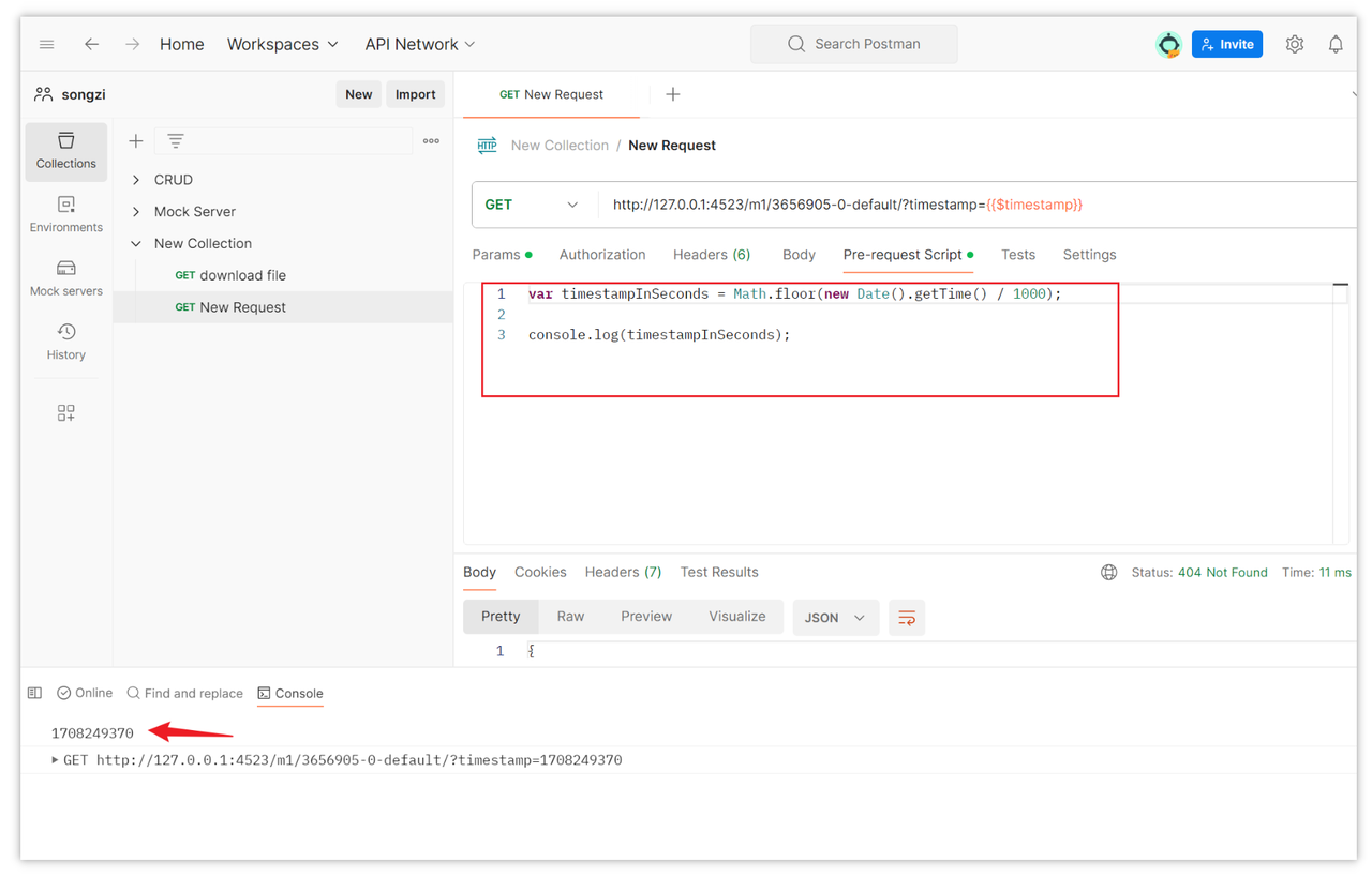 pass the current timestamp in Postman