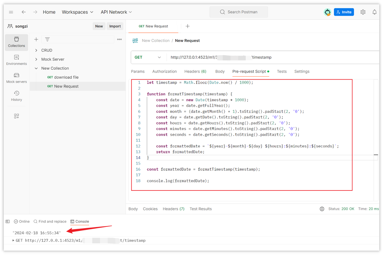 convert timestamps in Postman