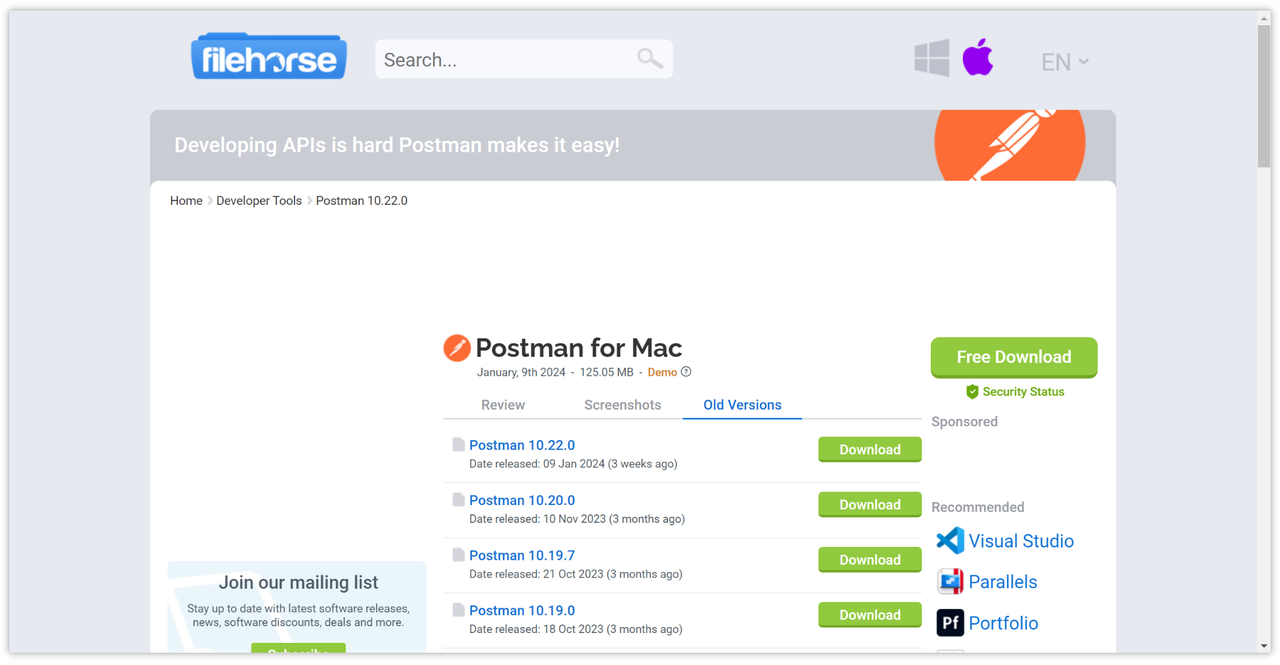 download history versions in Postman