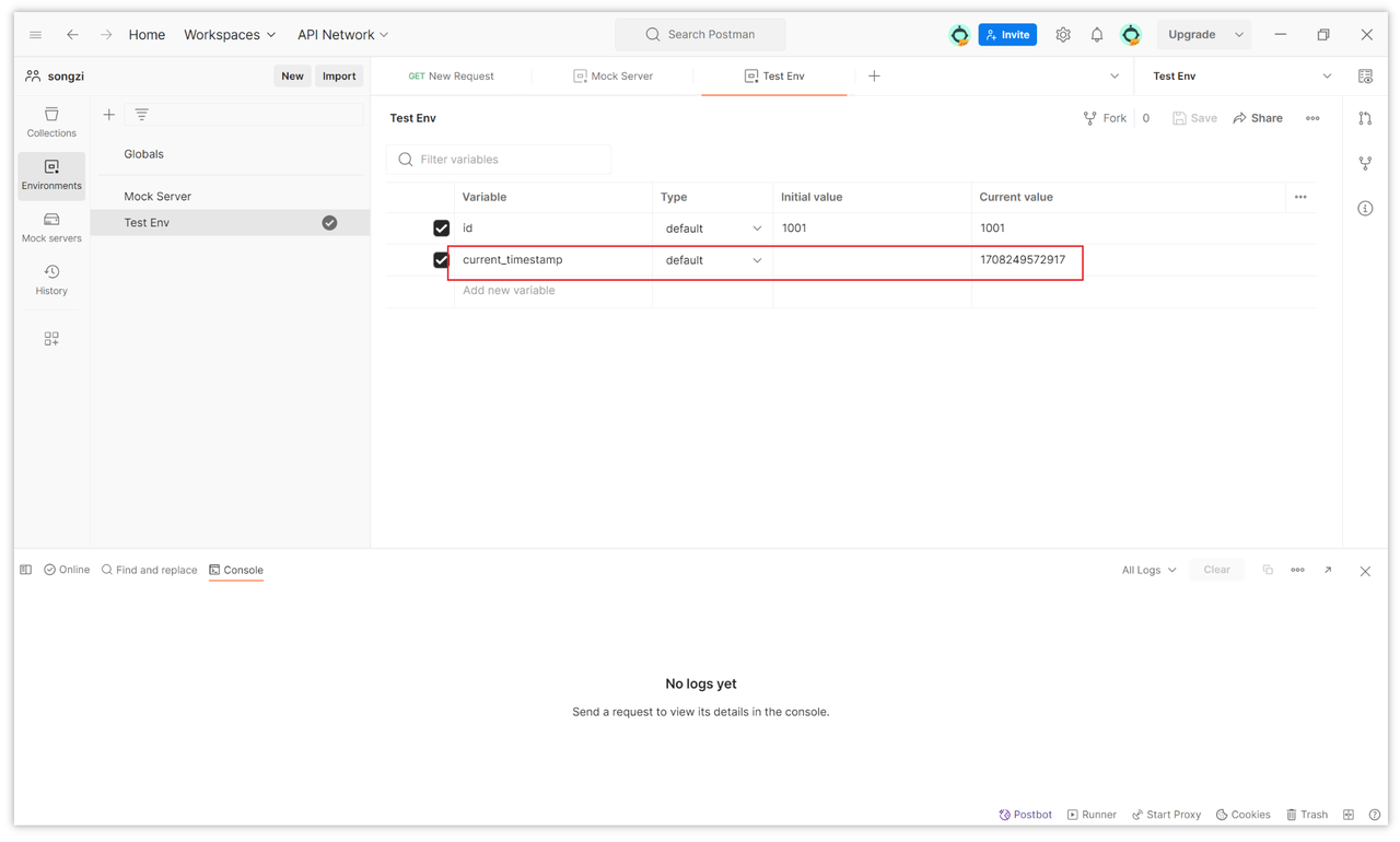 pass the current timestamp in Postman