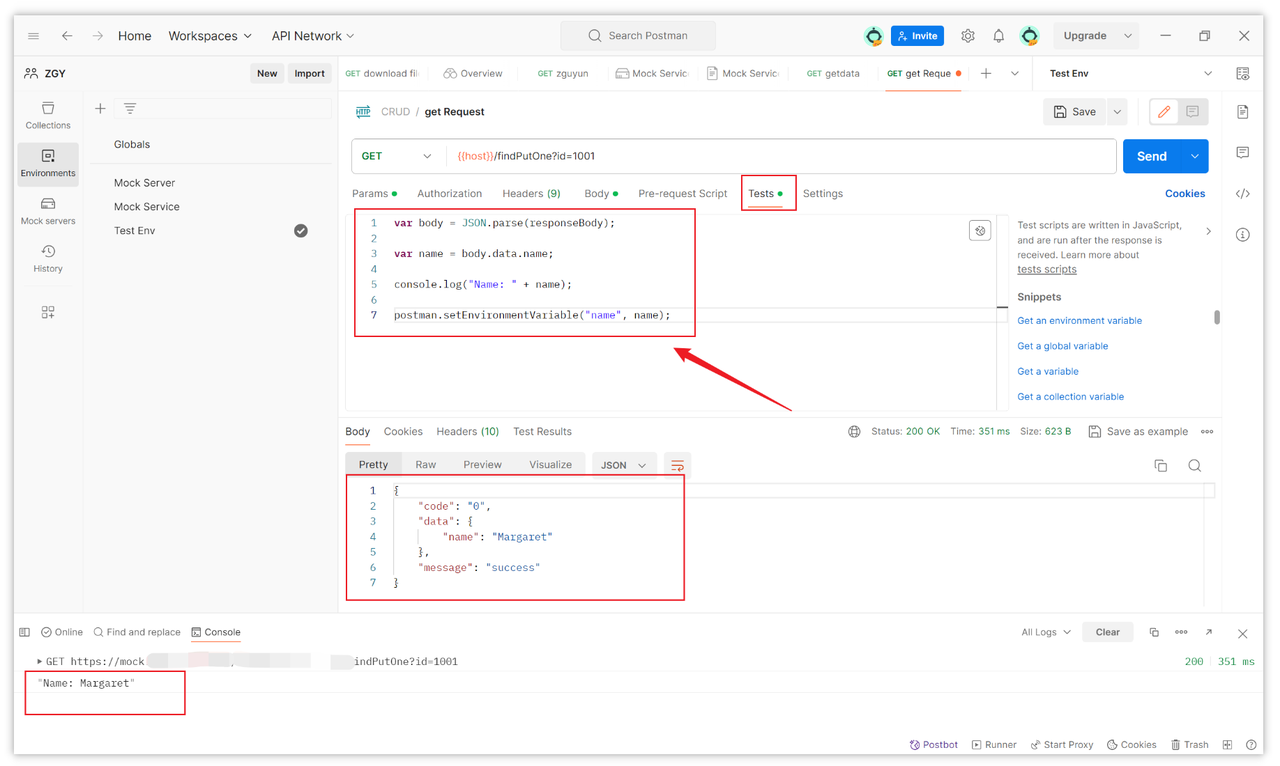 extract parameters from the response body in Postman Tests