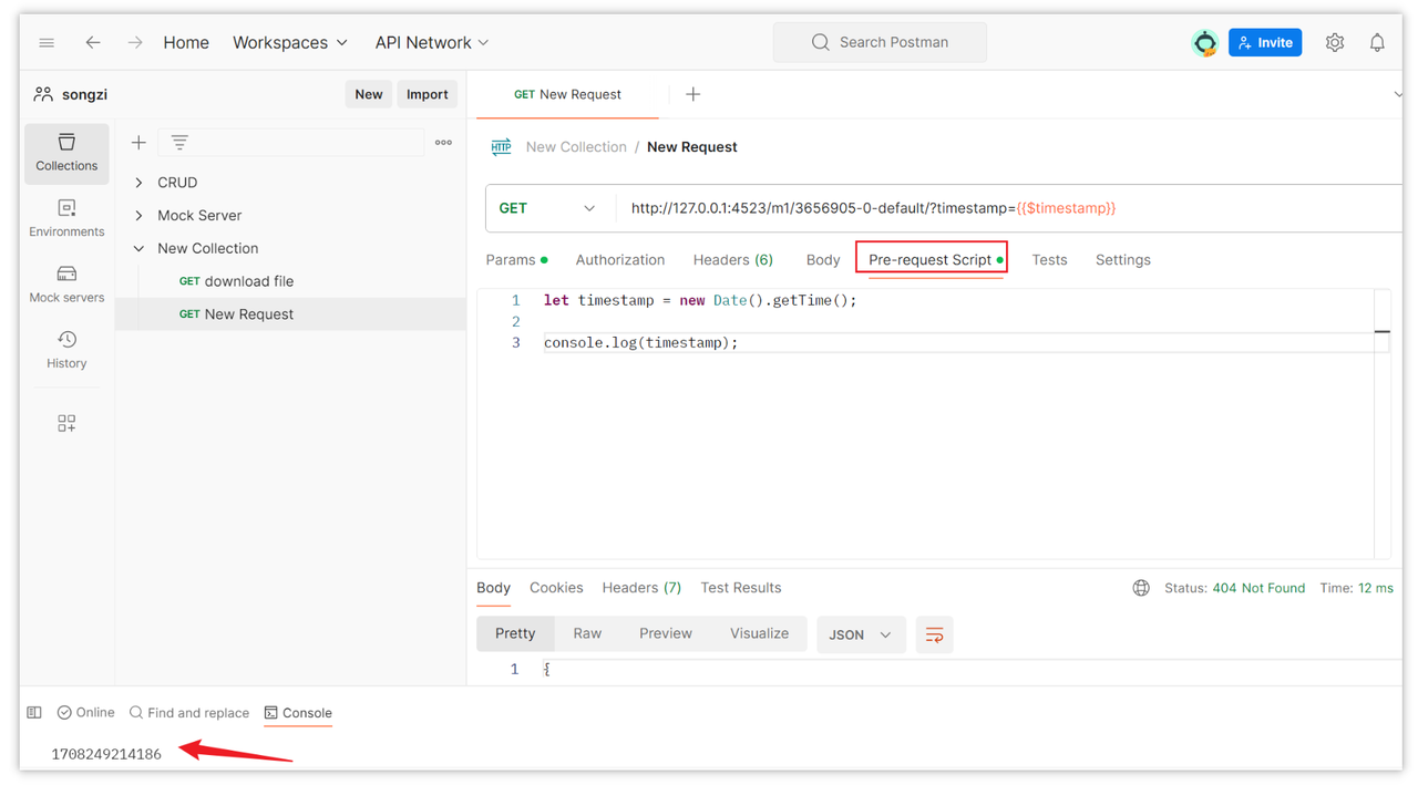 pass the current timestamp in Postman