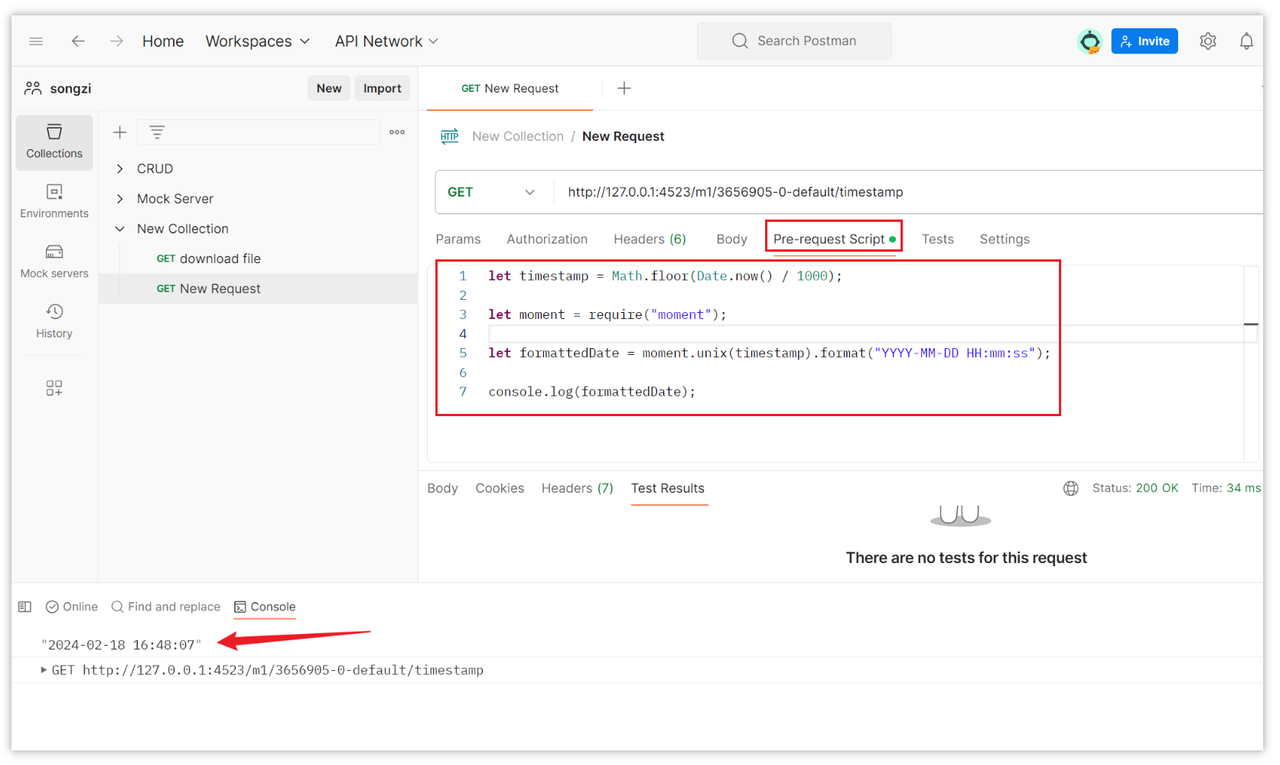 convert timestamps in Postman
