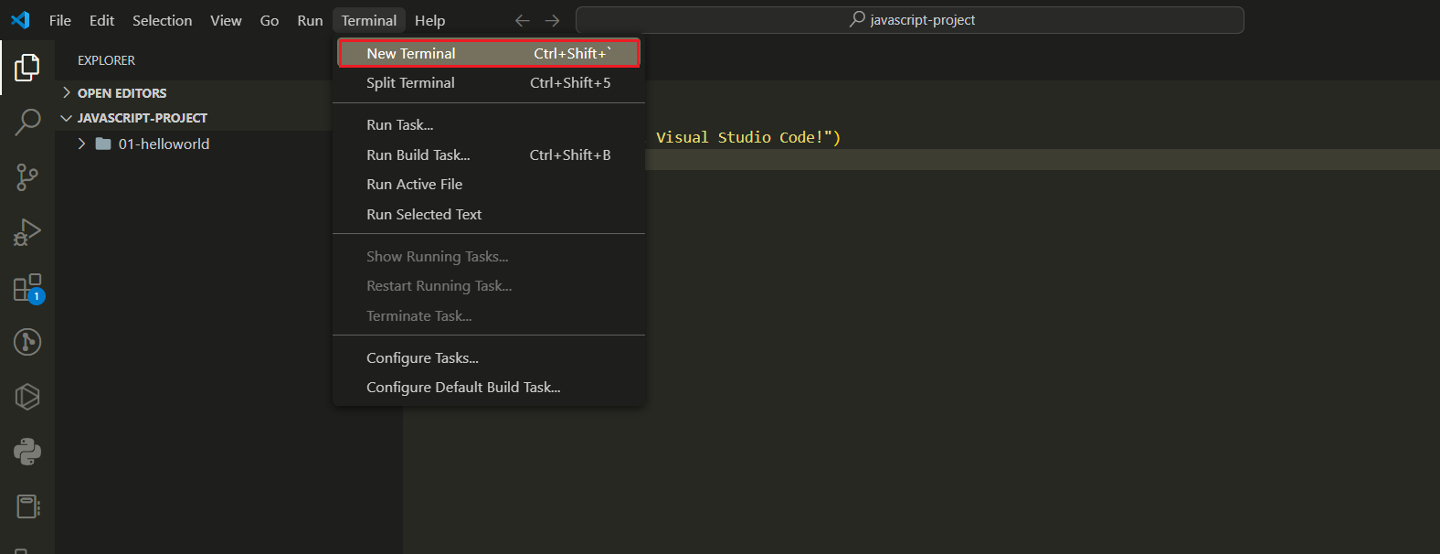 Run a JavaScript File in Visual Studio Code