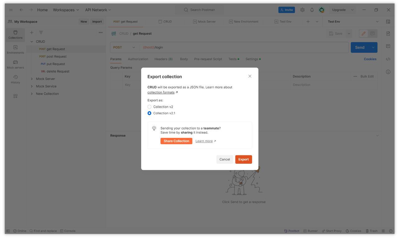 Exporting a Single Collection in postman