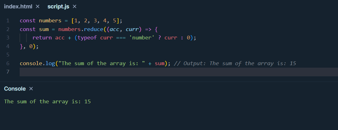 add all the numbers in an array in JavaScript
