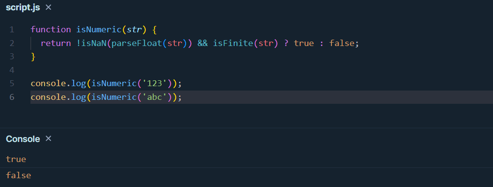 Check if a String is a Number in JavaScript - Ternary Operator
