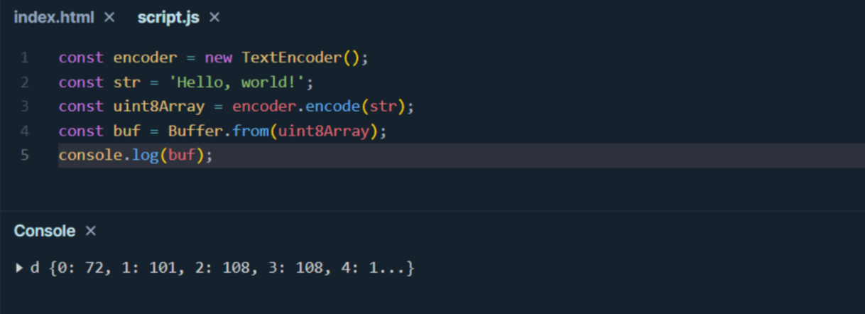 convert string to Buffer in JavaScript