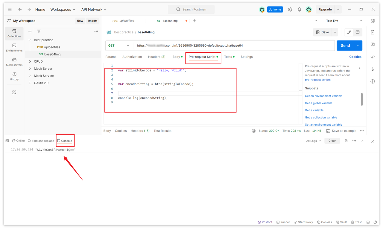 Encode a String to Base64 in Postman?