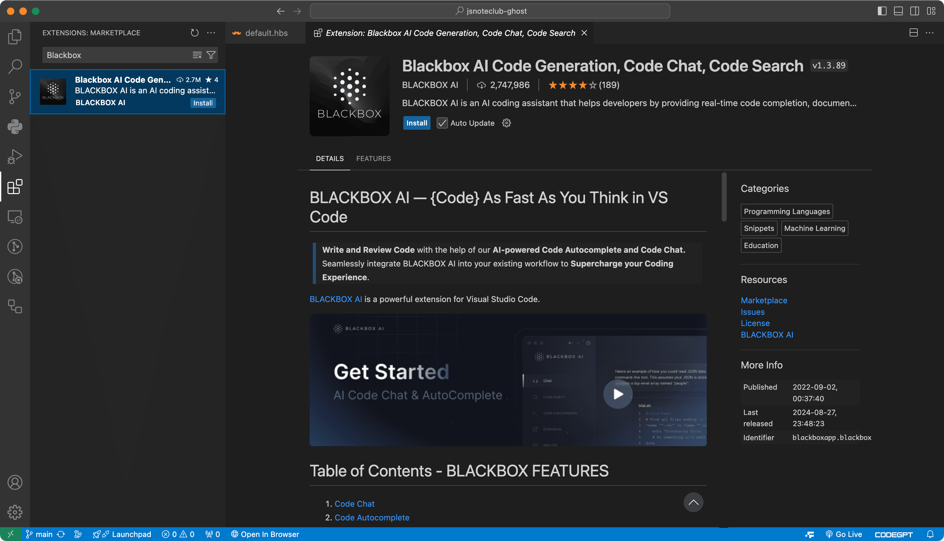 AI Programming Plugins for VSCode Blackbox