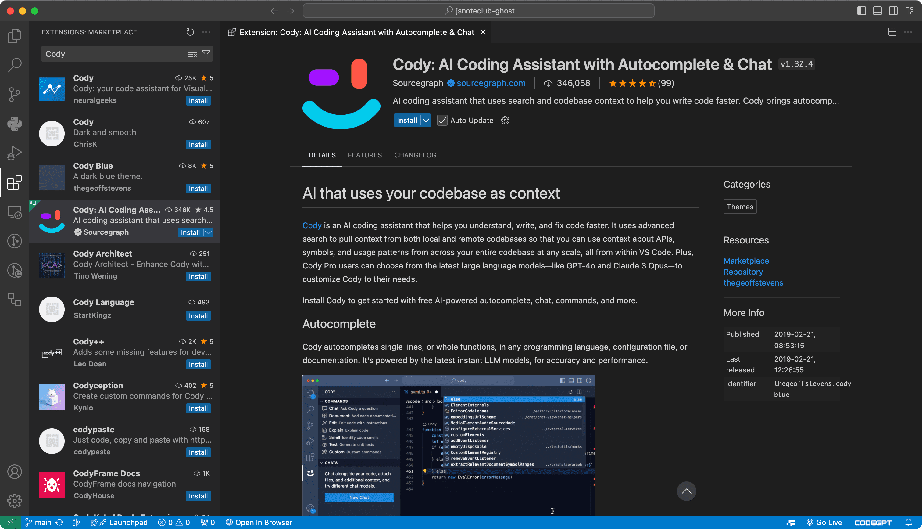 VSCode AI Autocomplete Extensions Cody