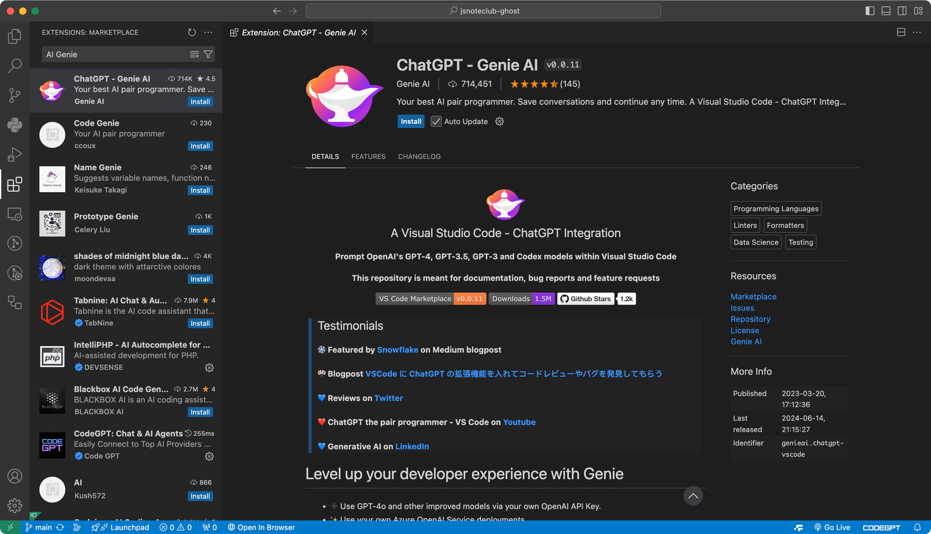 VSCode AI Autocomplete Extensions Genie AI