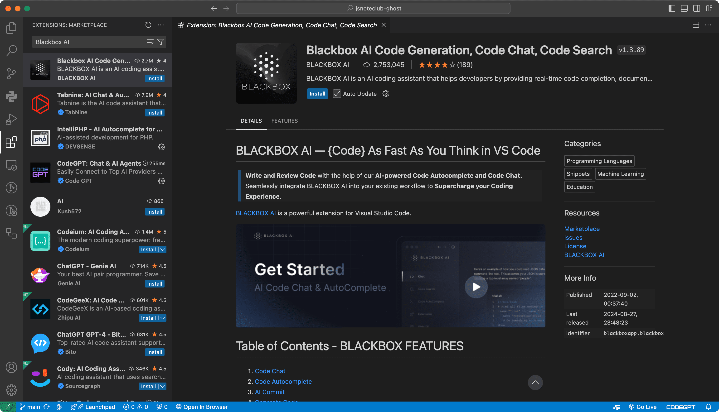 VSCode AI Autocomplete Extensions Blackbox AI