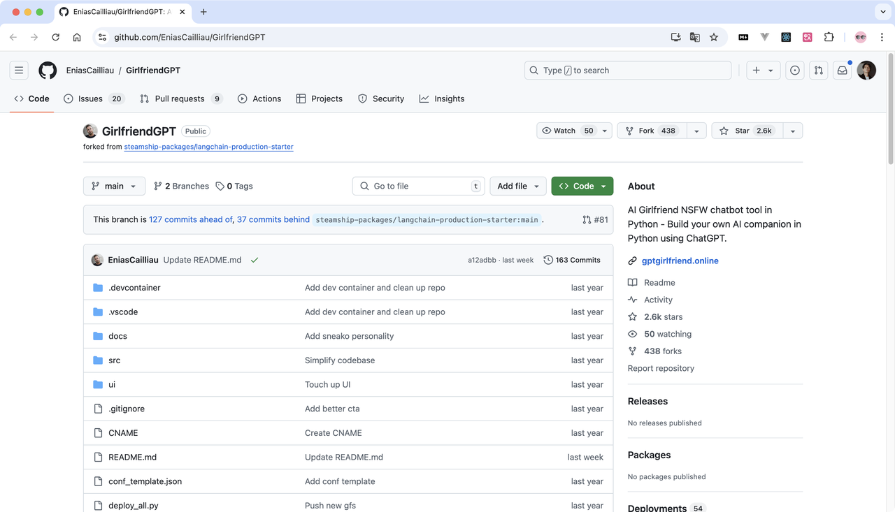 GitHub Open-Source AI Girlfriend Projects